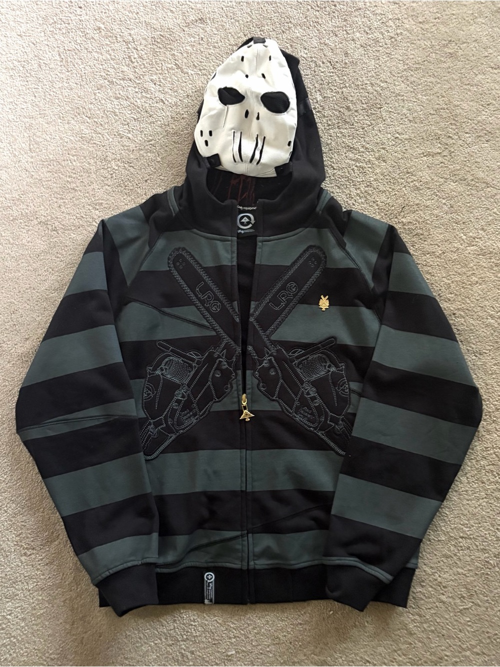 LRG Black and grey Friday the 47th Striped Hoodie- Medium